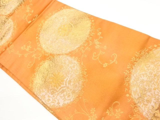 華文に花唐草模様織出し名古屋帯